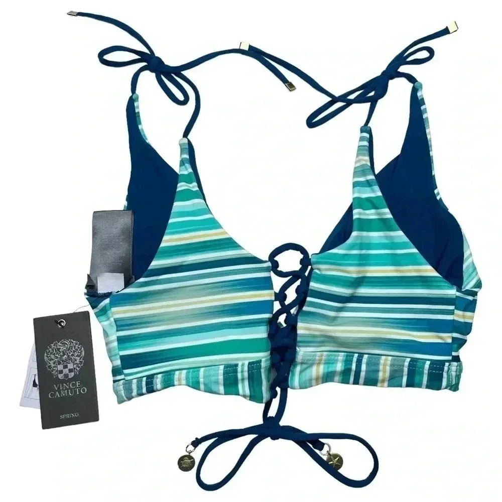 Vince Camuto Swim Azure Reversible Womens Bikini Swim Top Size Small - Picture 7 of 10